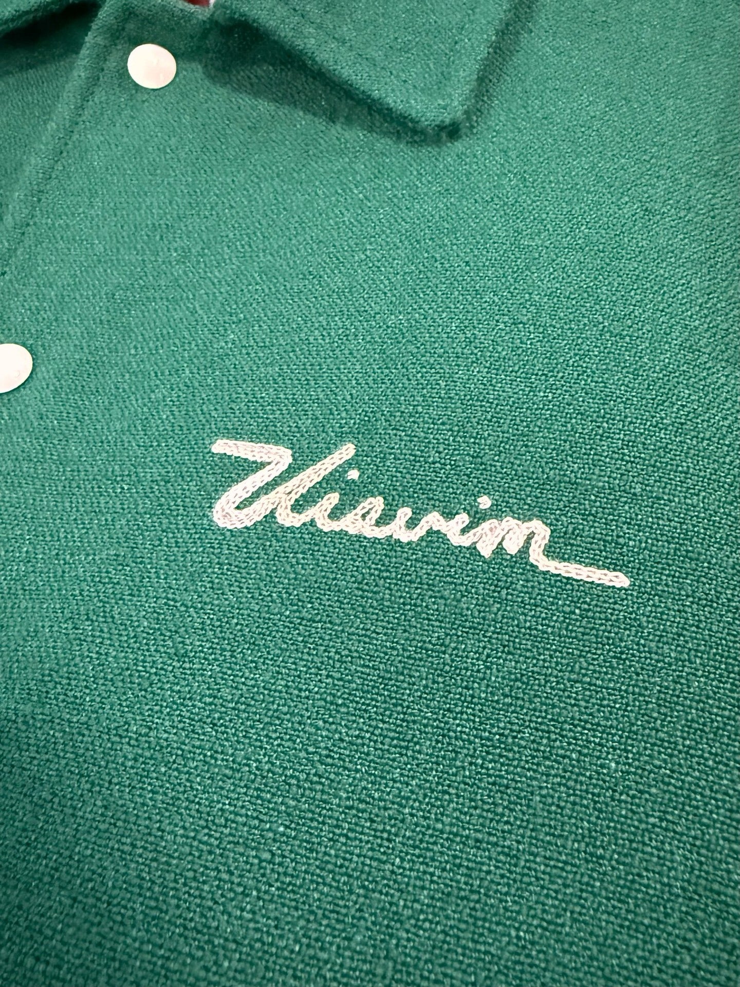 visvim crestwood varsity jacket in green