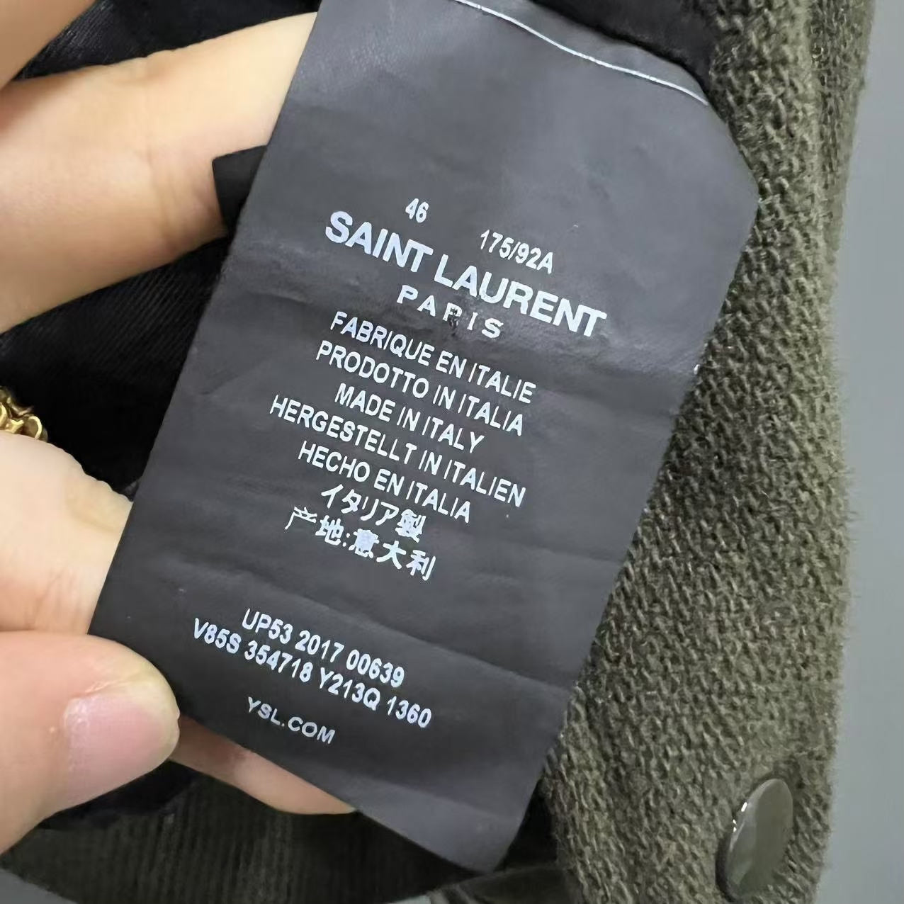 SAINT LAURENT Olive Green Baseball Jacket