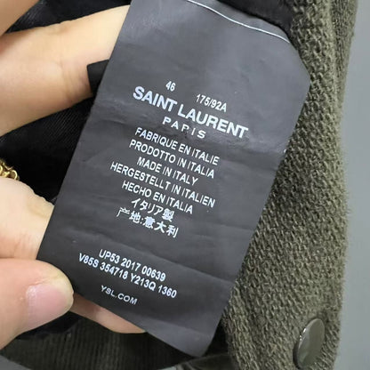 SAINT LAURENT Olive Green Baseball Jacket