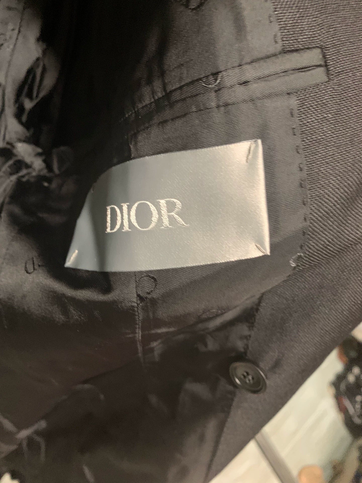 classic black wool coat by dior homme