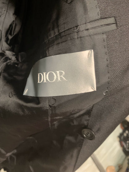 classic black wool coat by dior homme
