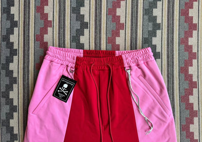mastermind world color-block shorts with skull