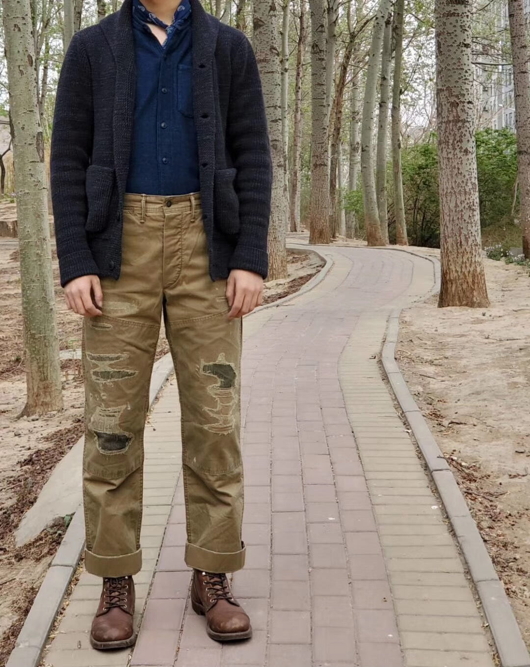 Distressed Double RL RRL Cargo Pants