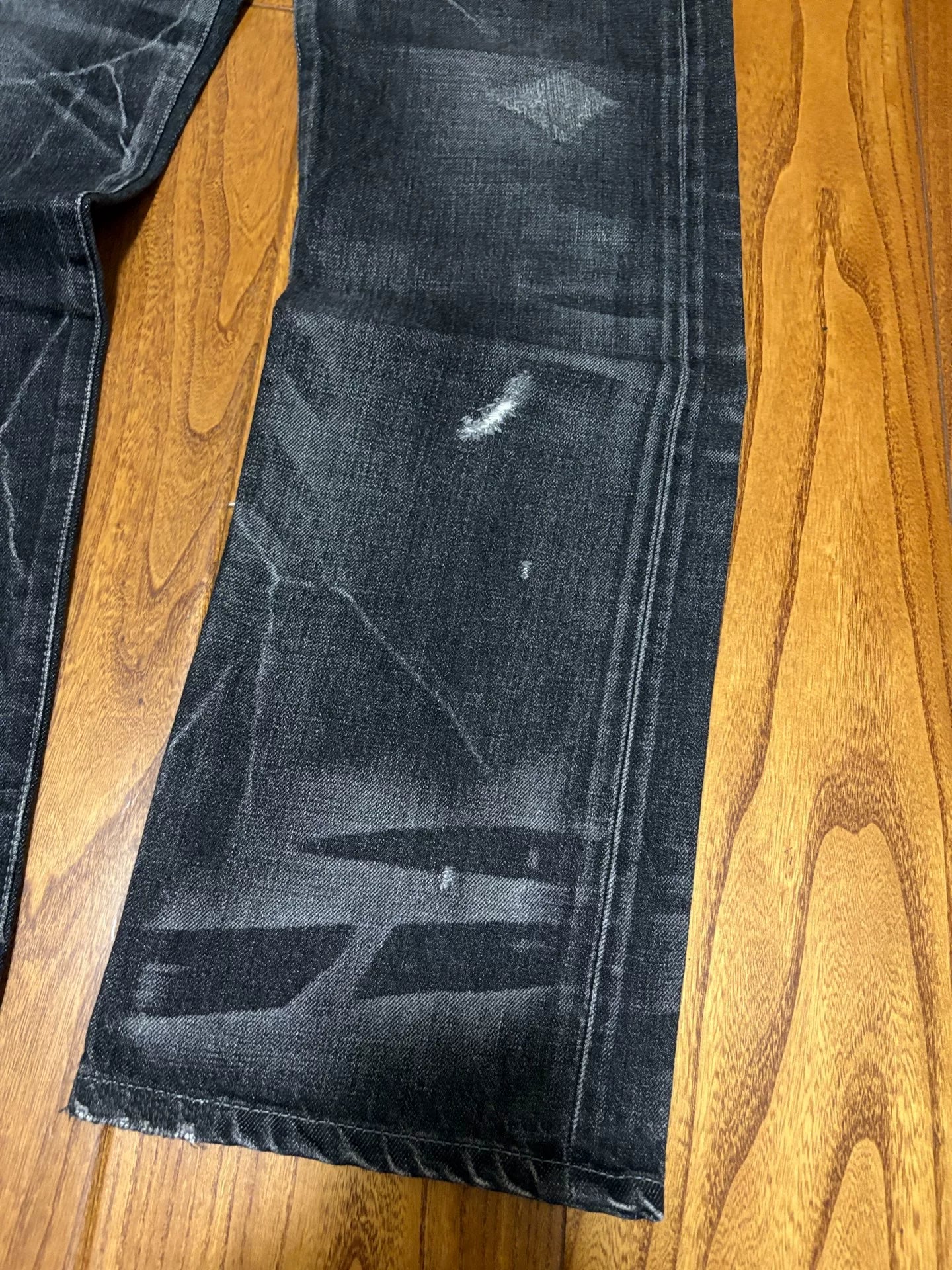 neighborhood lightning washed distressed denim pants