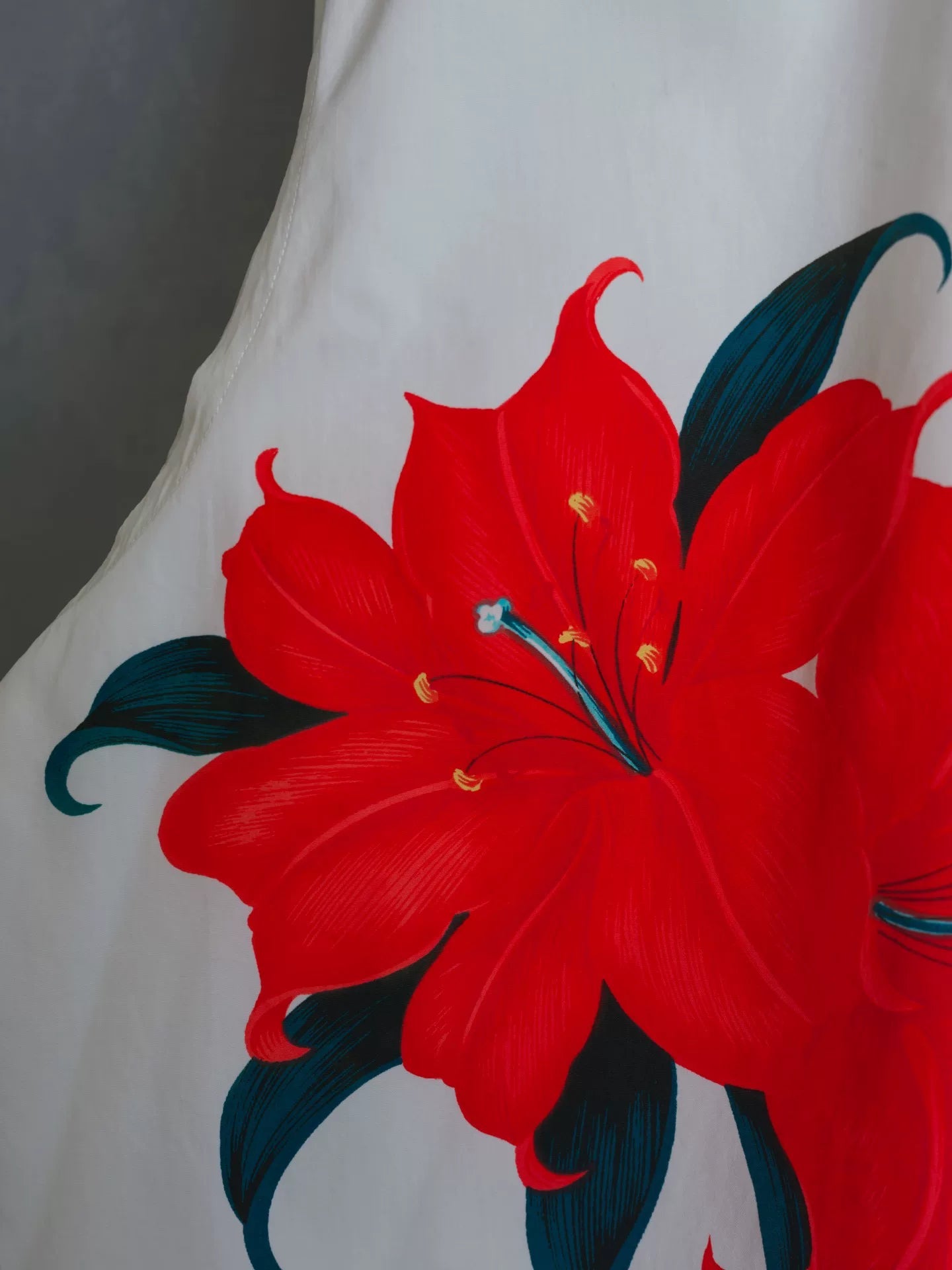 Yohji Yamamoto Red Floral Long Sleeve Shirt