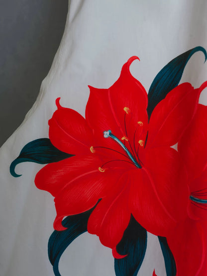 Yohji Yamamoto Red Floral Long Sleeve Shirt