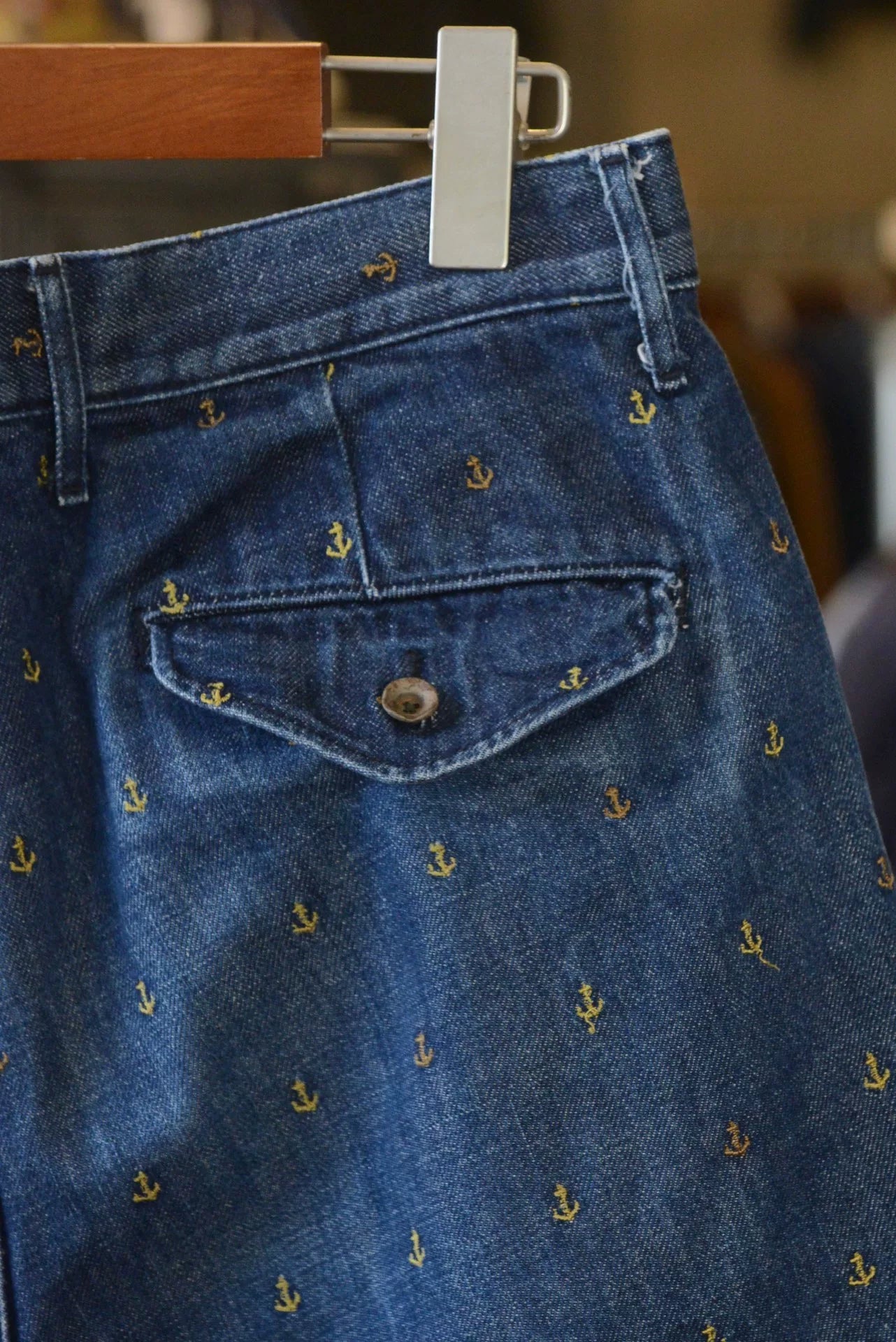 Kapital Embroidered Anchor Denim Shorts