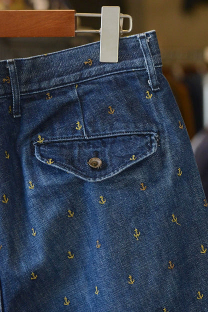 Kapital Embroidered Anchor Denim Shorts
