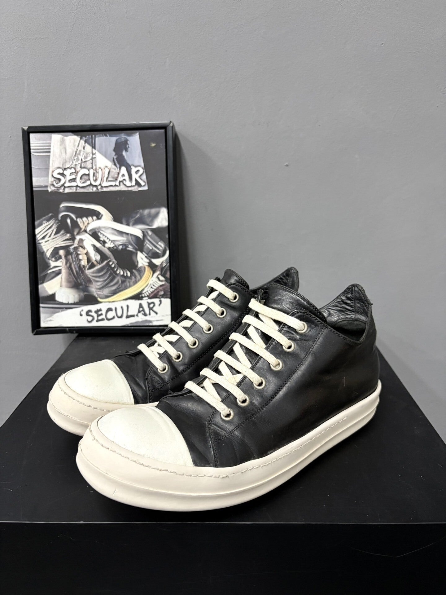 Rick Owens 16SS Men's Black White Low-Top