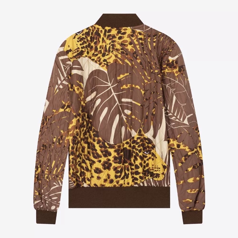 Saint Laurent Leopard Print Quilted Bomber