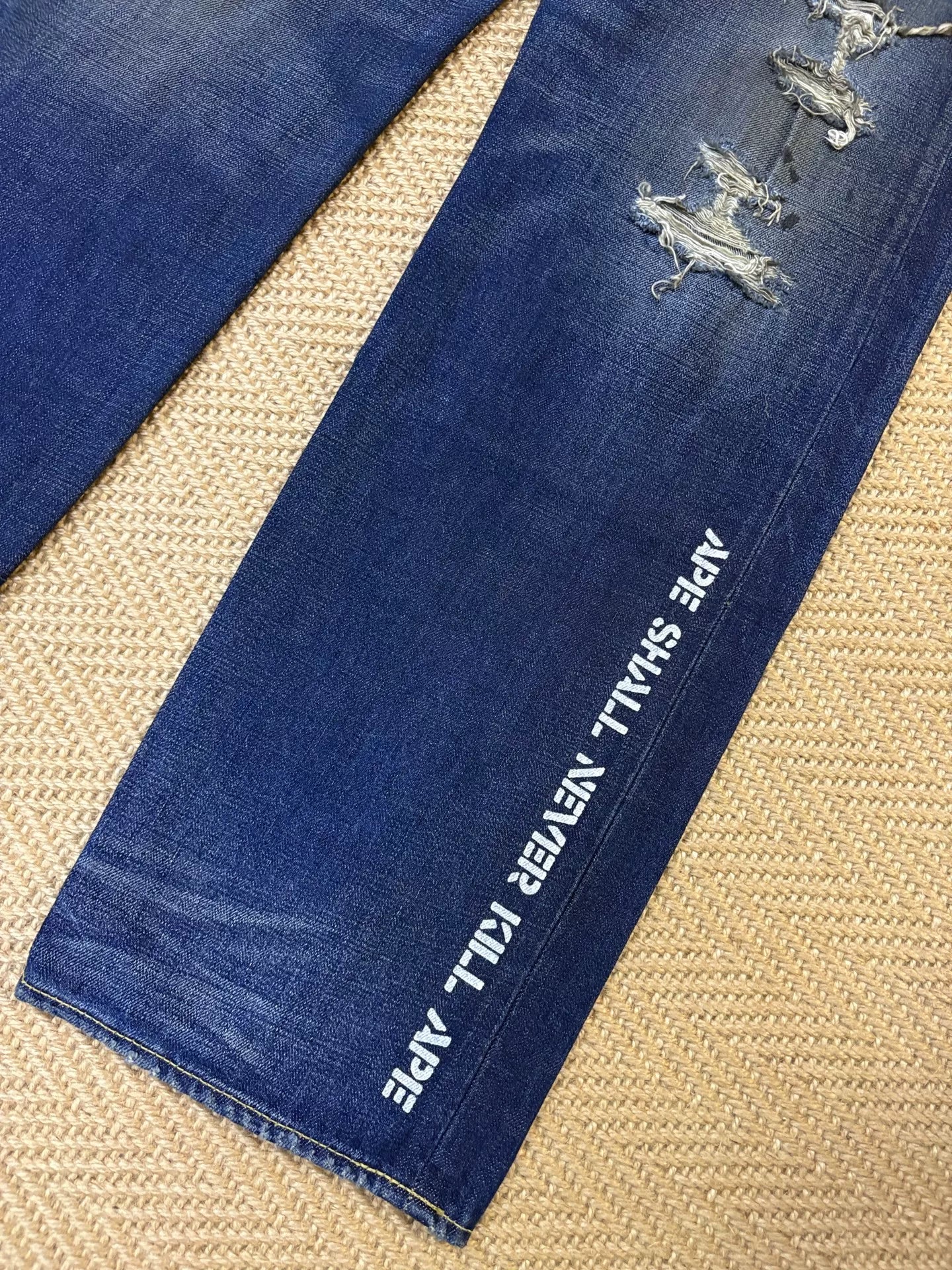 bape type2 damage denim pants limited edition