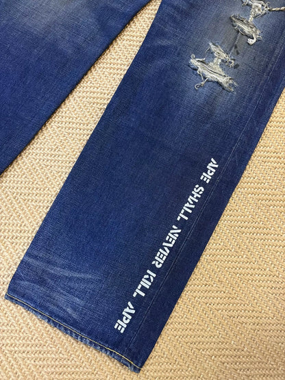 bape type2 damage denim pants limited edition