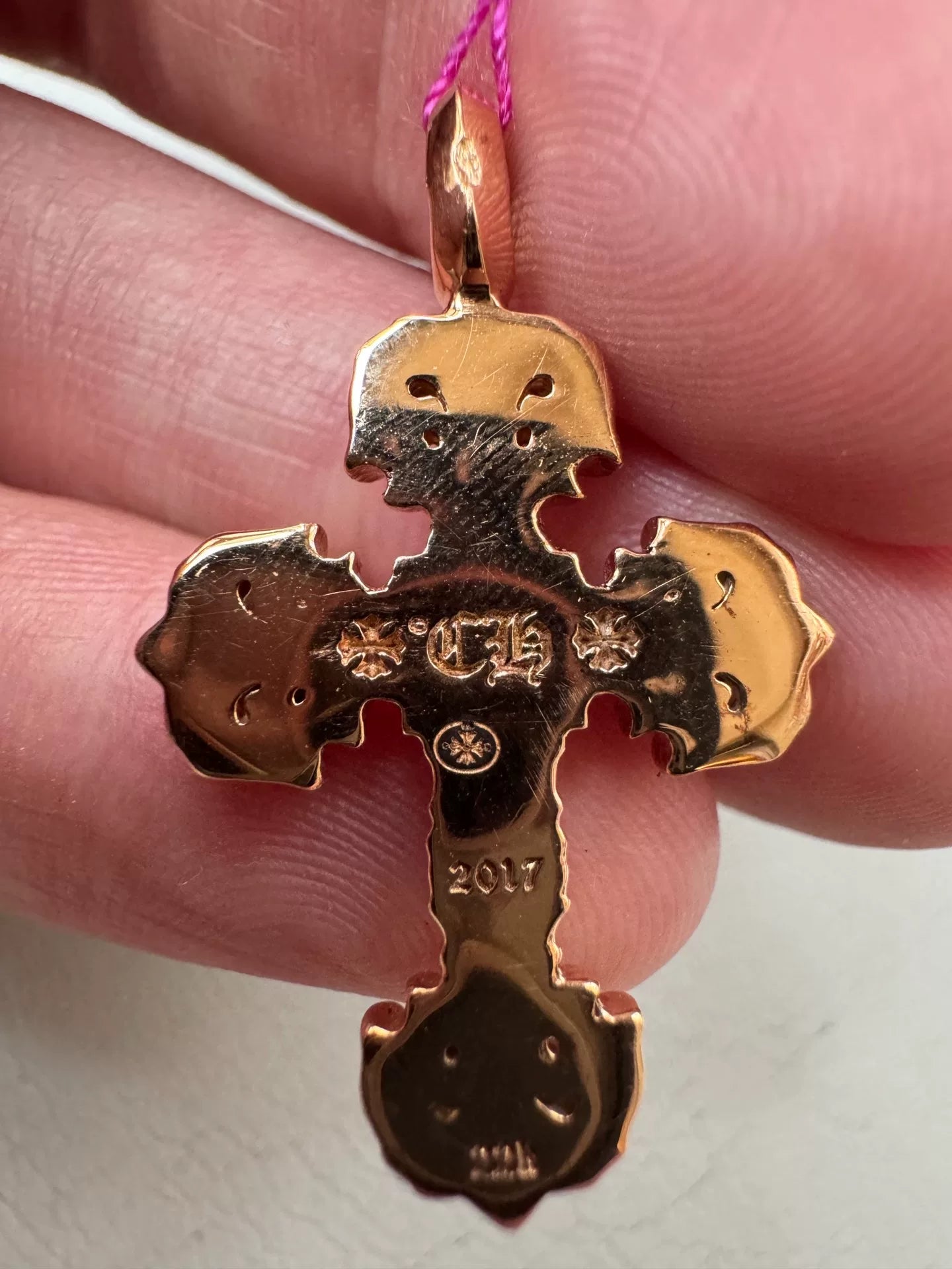 Chrome Hearts 9-Diamond Flame Cross Pendant