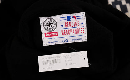 supreme x yankees hooded sweatshirt black