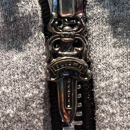 chrome hearts gray zip-up hoodie