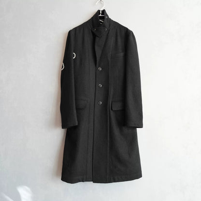 yohji yamamoto wool coat with print design