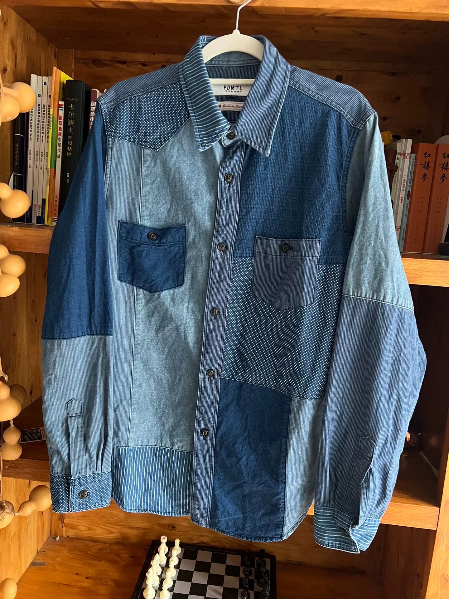 fdmtl patchwork denim shirt for men