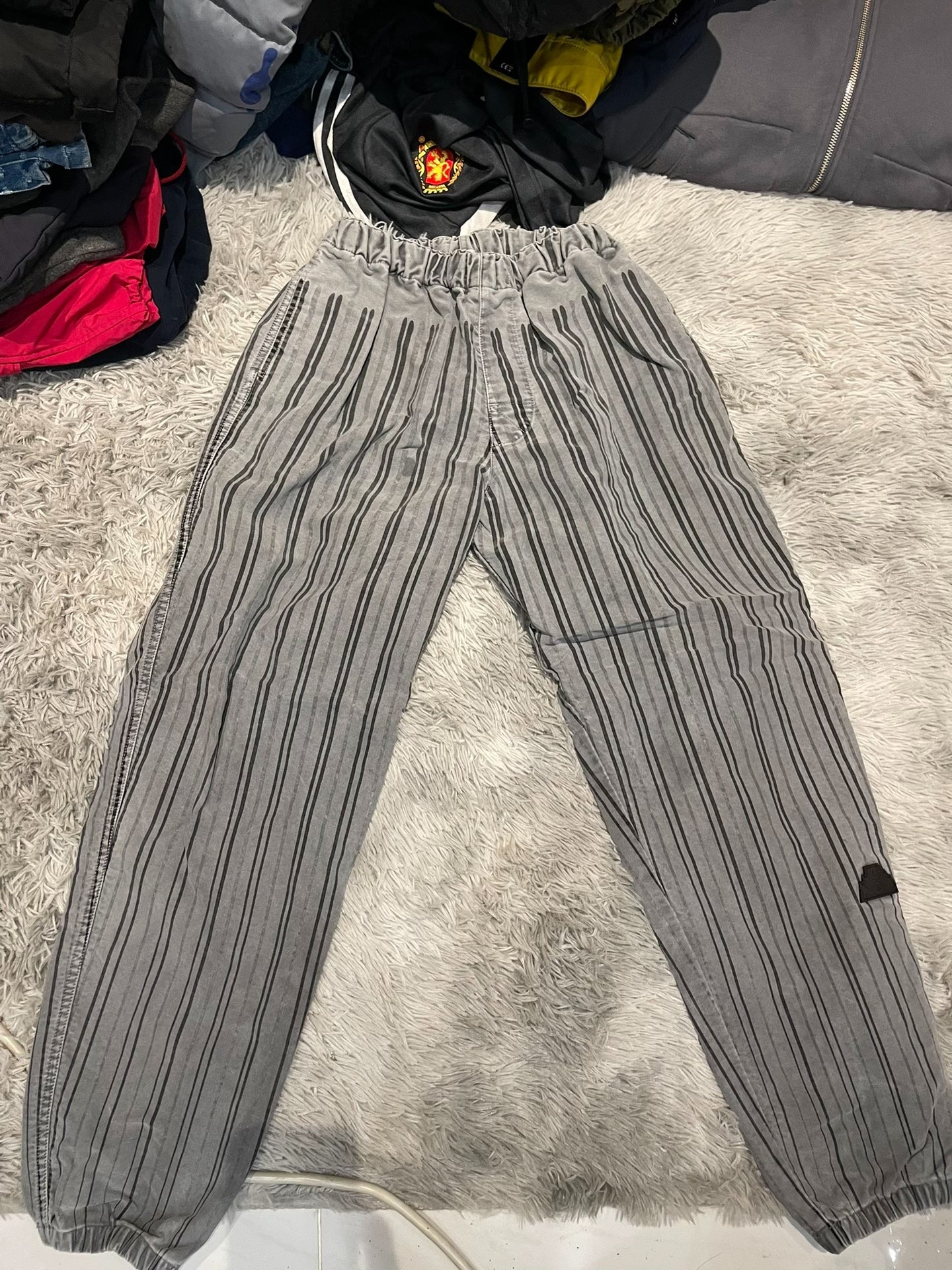 Cav Empt Washed Vintage Gray Striped Pants