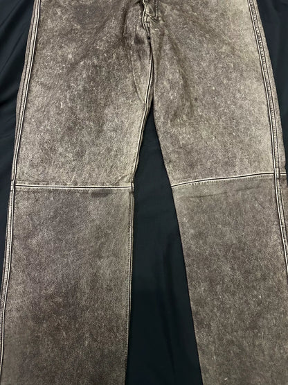vintage japanese leather pants with unique finish