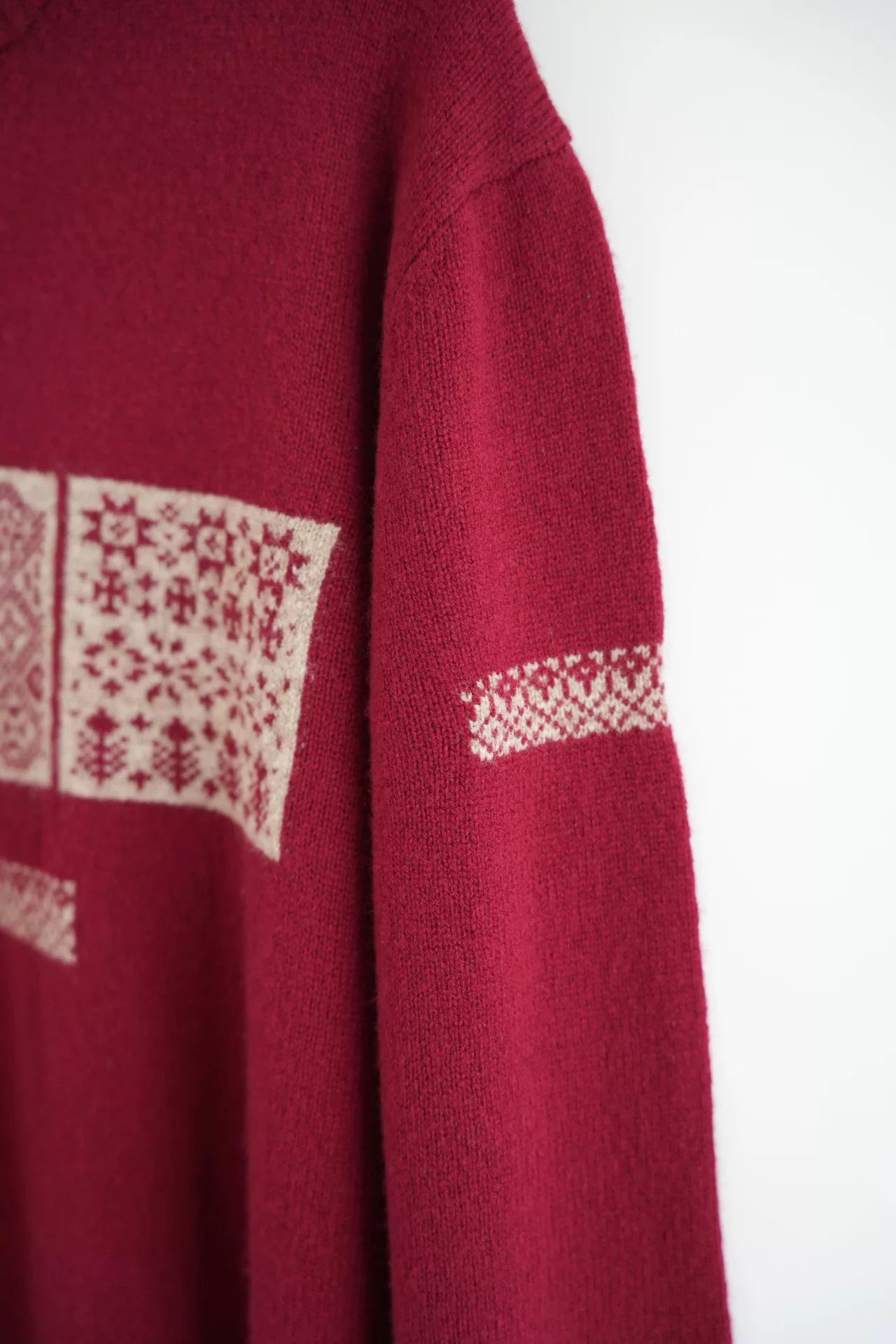 yohji yamamoto burgundy ethnic style sweater