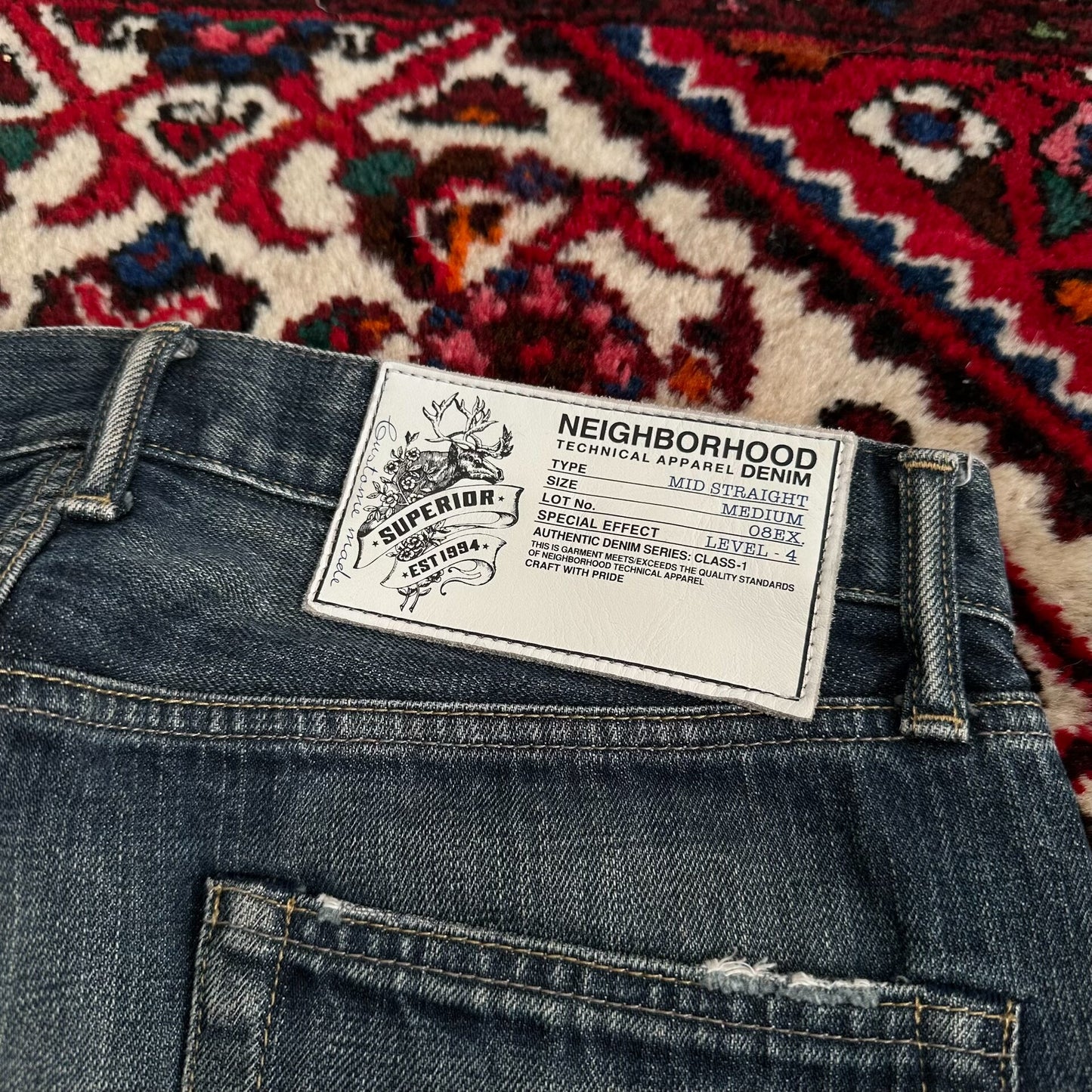 neighborhood splatter denim pants mid size