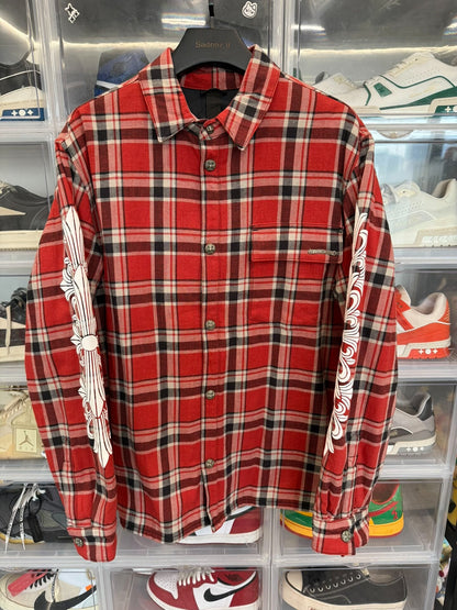 Chrome Hearts White Vine Red Plaid Quilted Jacket XL