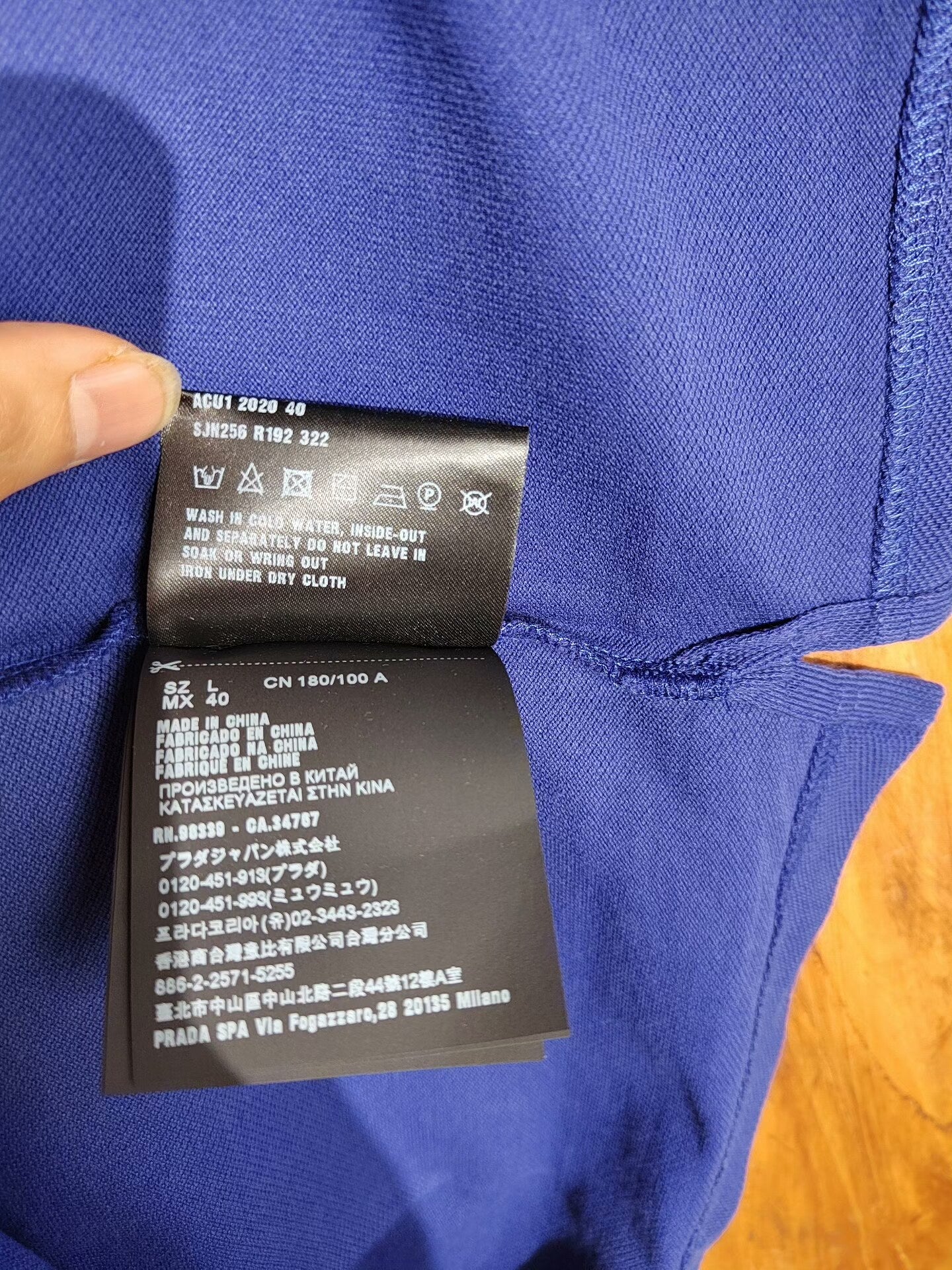 Prada Blue Embroidered Polo Shirt