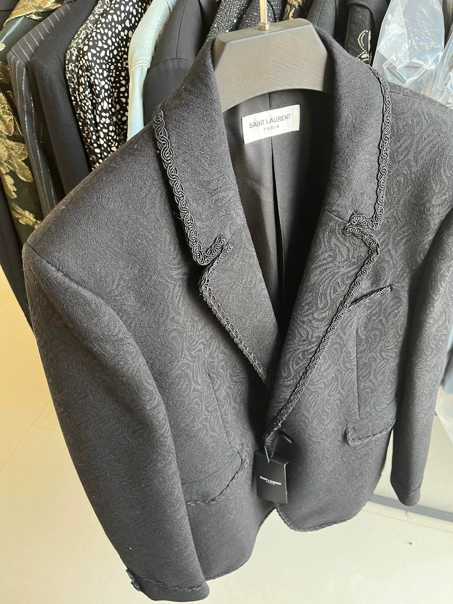 Saint Laurent Black Floral Chain Trim Suit