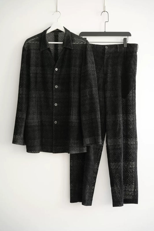 yohji yamamoto lace velvet suit set