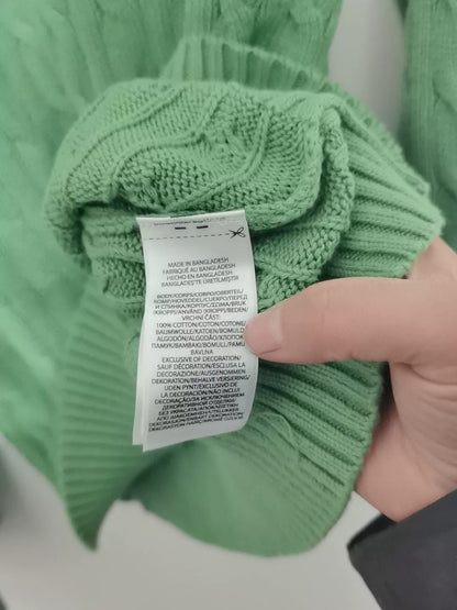 Ralph Lauren Green Cable Sweater L