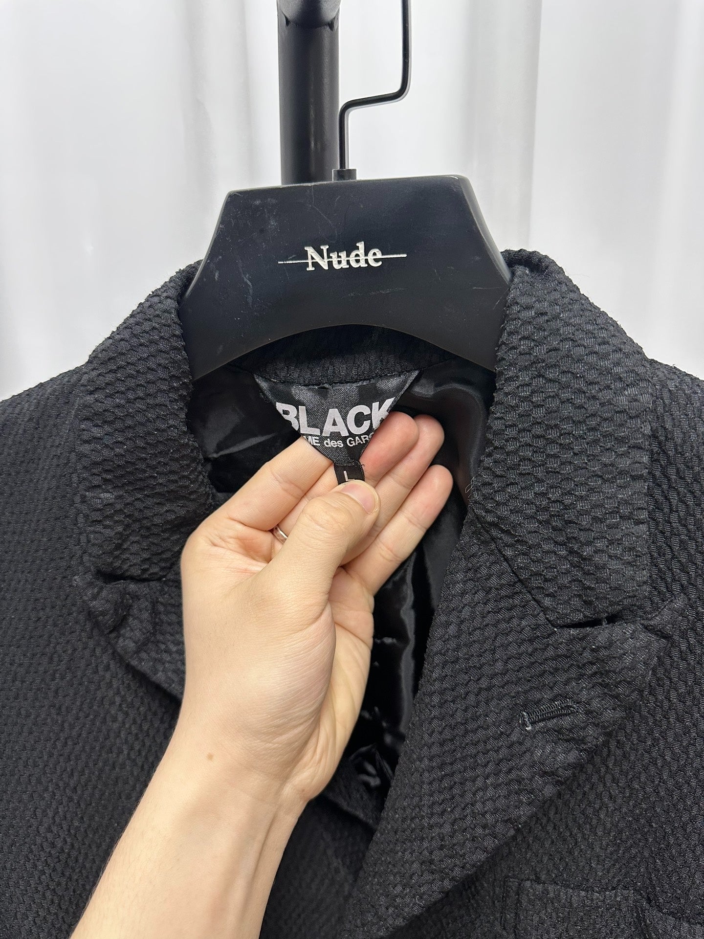Comme des Garçons Black Textured Stitch Coat