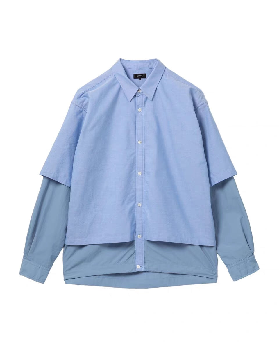 Beams Layered Paneled Long-Sleeve Shirt