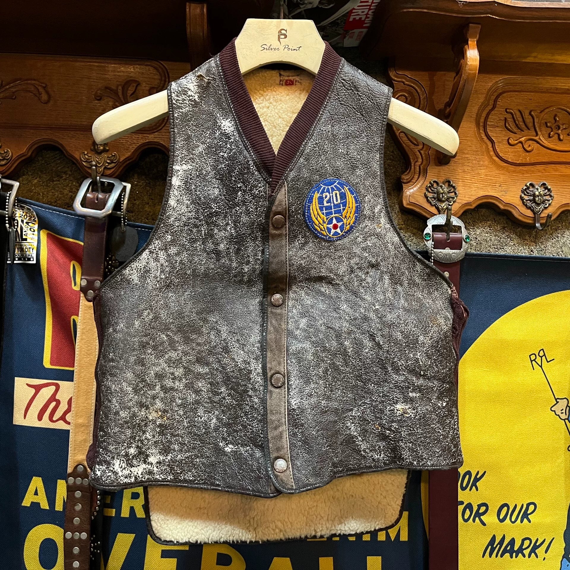 Vintage Leather Shearling Vest