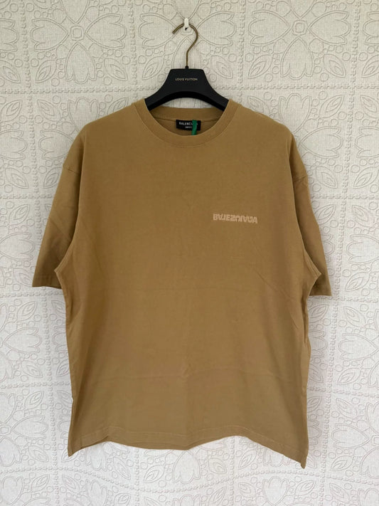 balenciaga embroidered letter short sleeve shirt