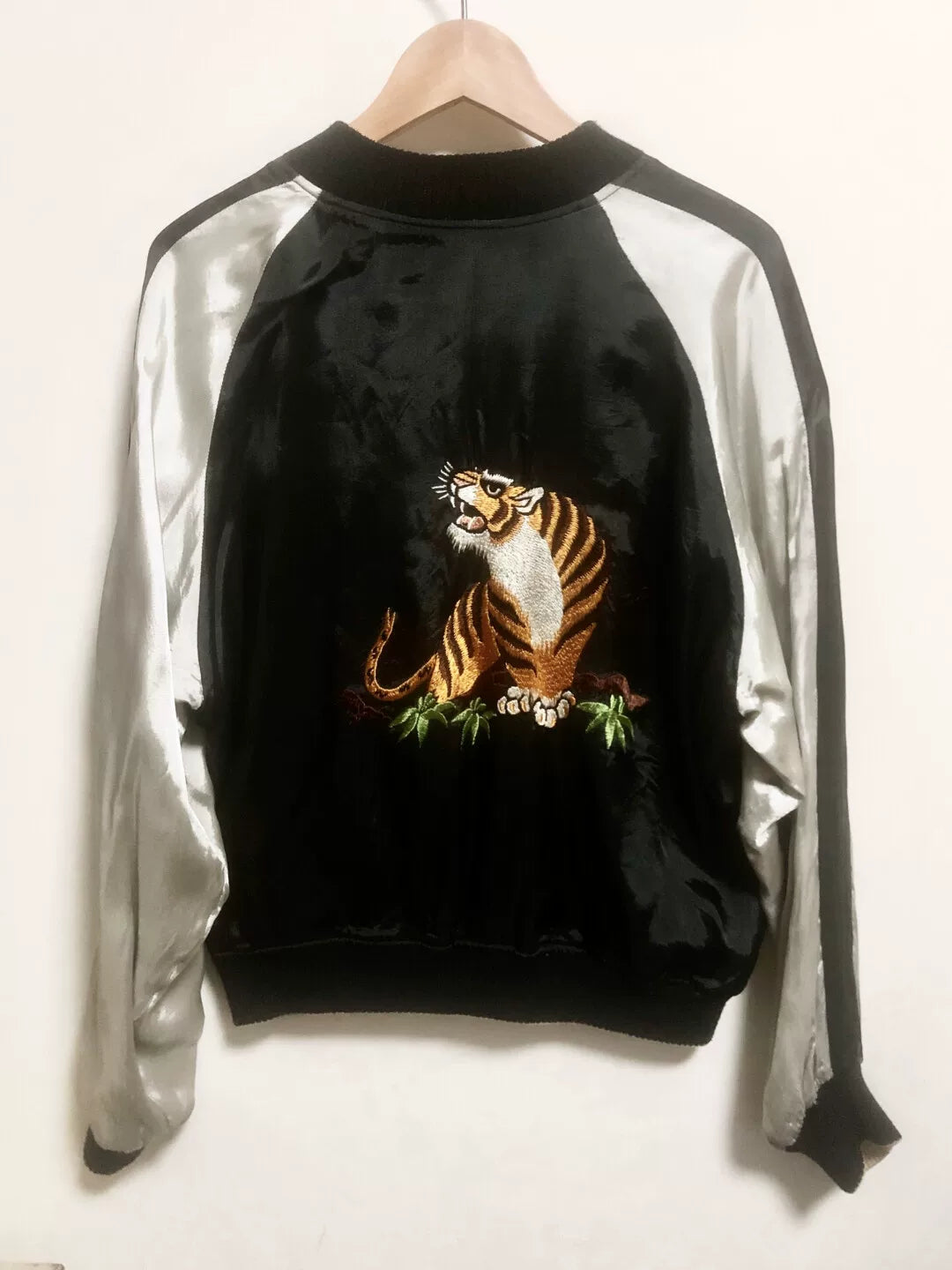 vintage embroidered bomber jacket with dual sides