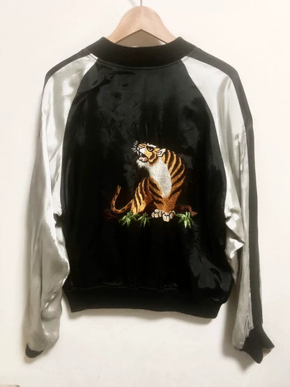 vintage embroidered bomber jacket with dual sides