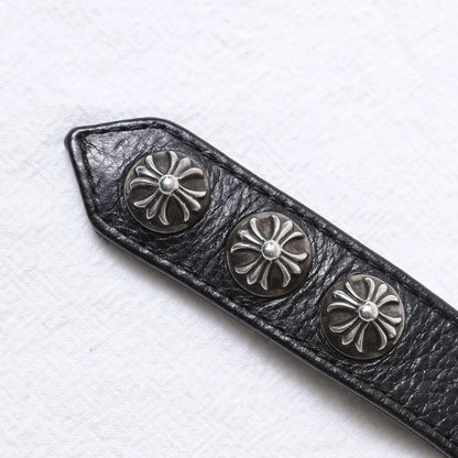 Chrome Hearts 925 Silver Cross Leather Bracelet