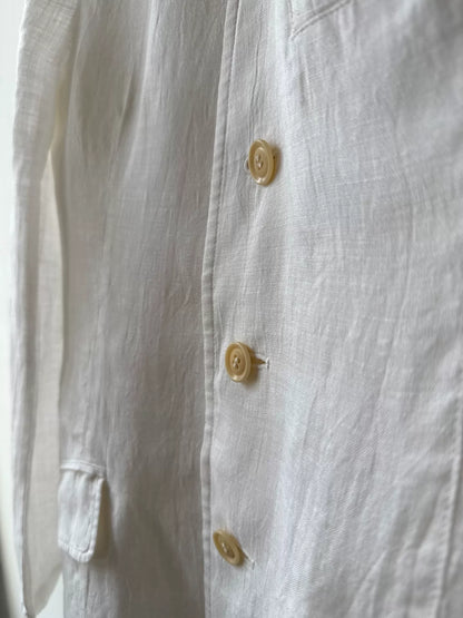 minimalist white linen suit jacket
