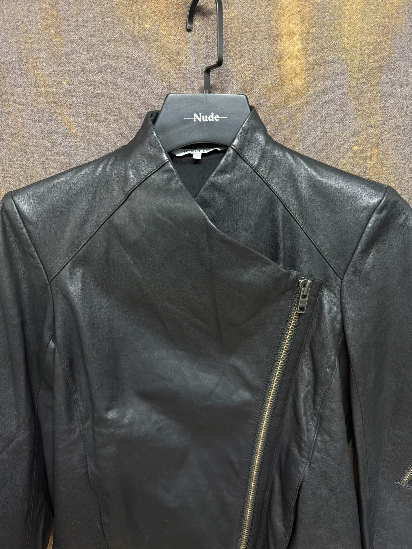 black leather motorcycle jacket size S