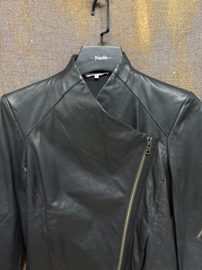 black leather motorcycle jacket size S
