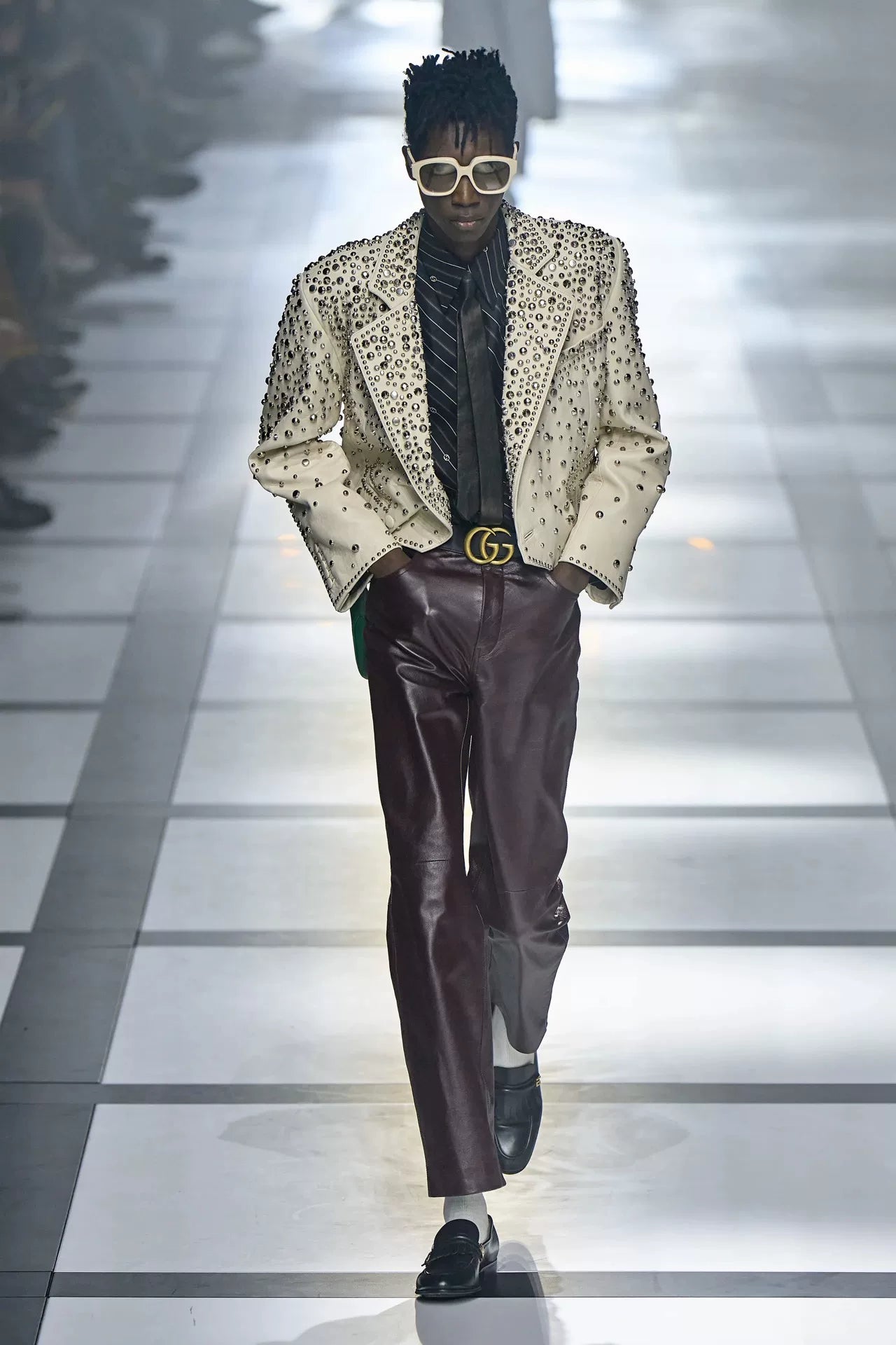 Luxury Studded Leather Jacket by Gucci