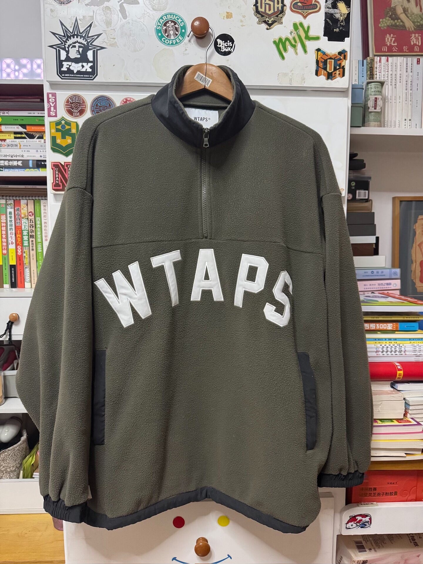 wtaps embroidered fleece pullover jacket