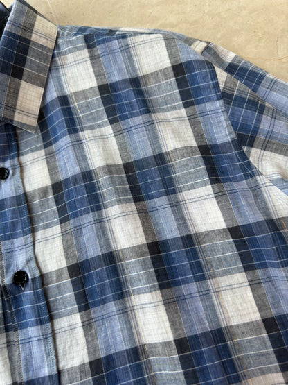 YSL Men's Blue Plaid Shirt