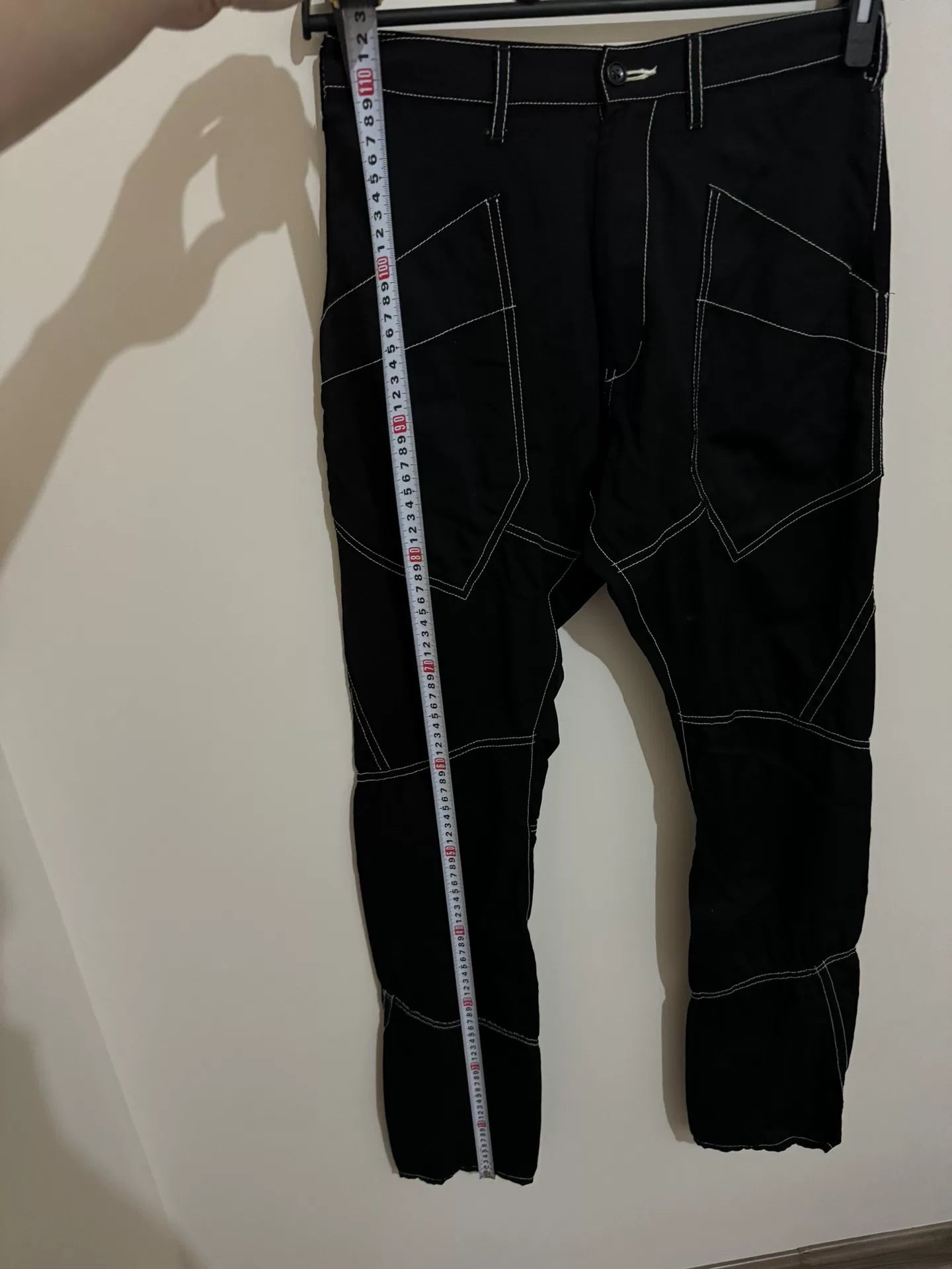 lightweight black wool pants with unique design