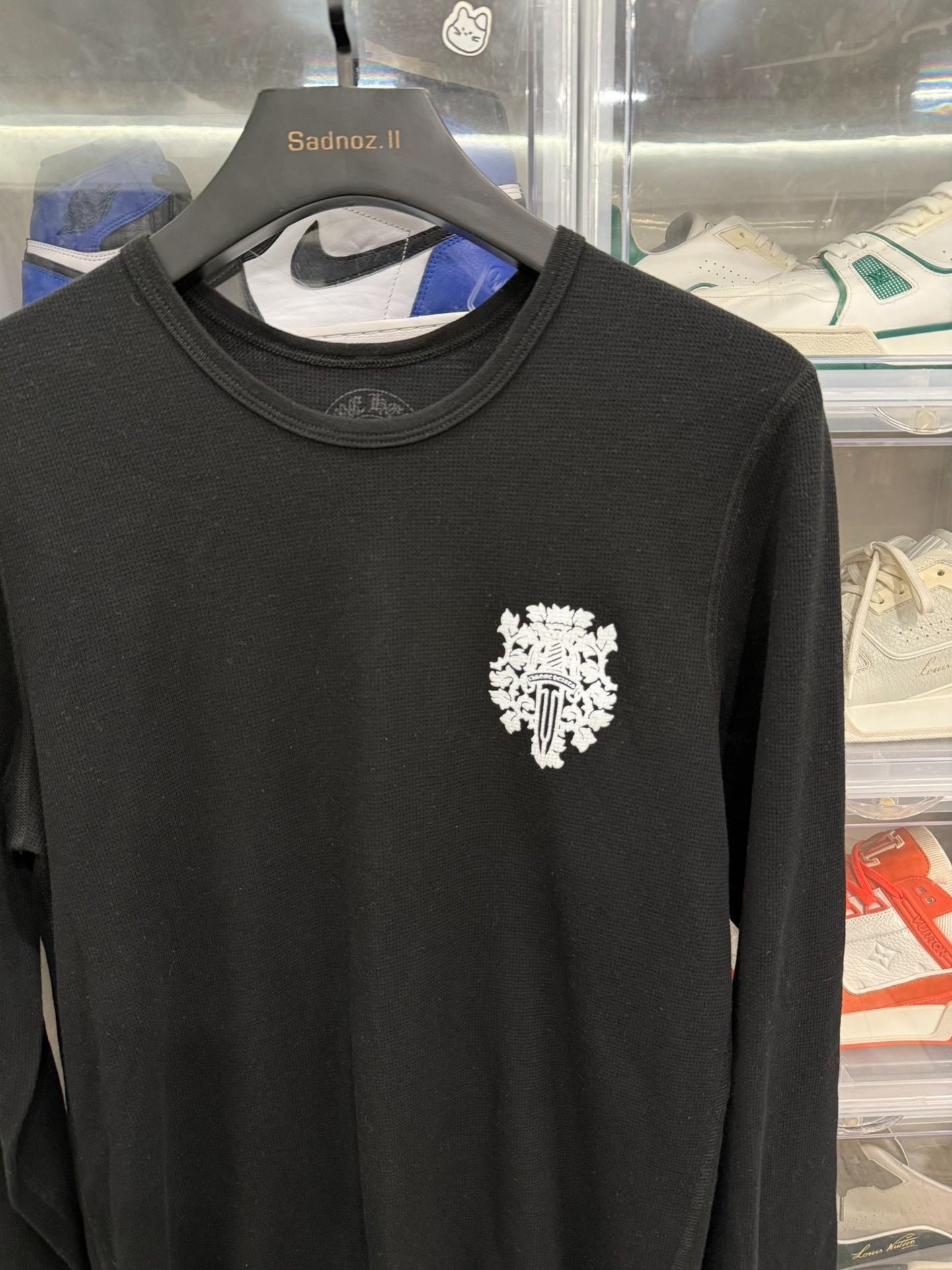 Chrome Hearts Sword Print Black Waffle Long Sleeve XL