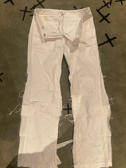 unique distressed white adjustable pants