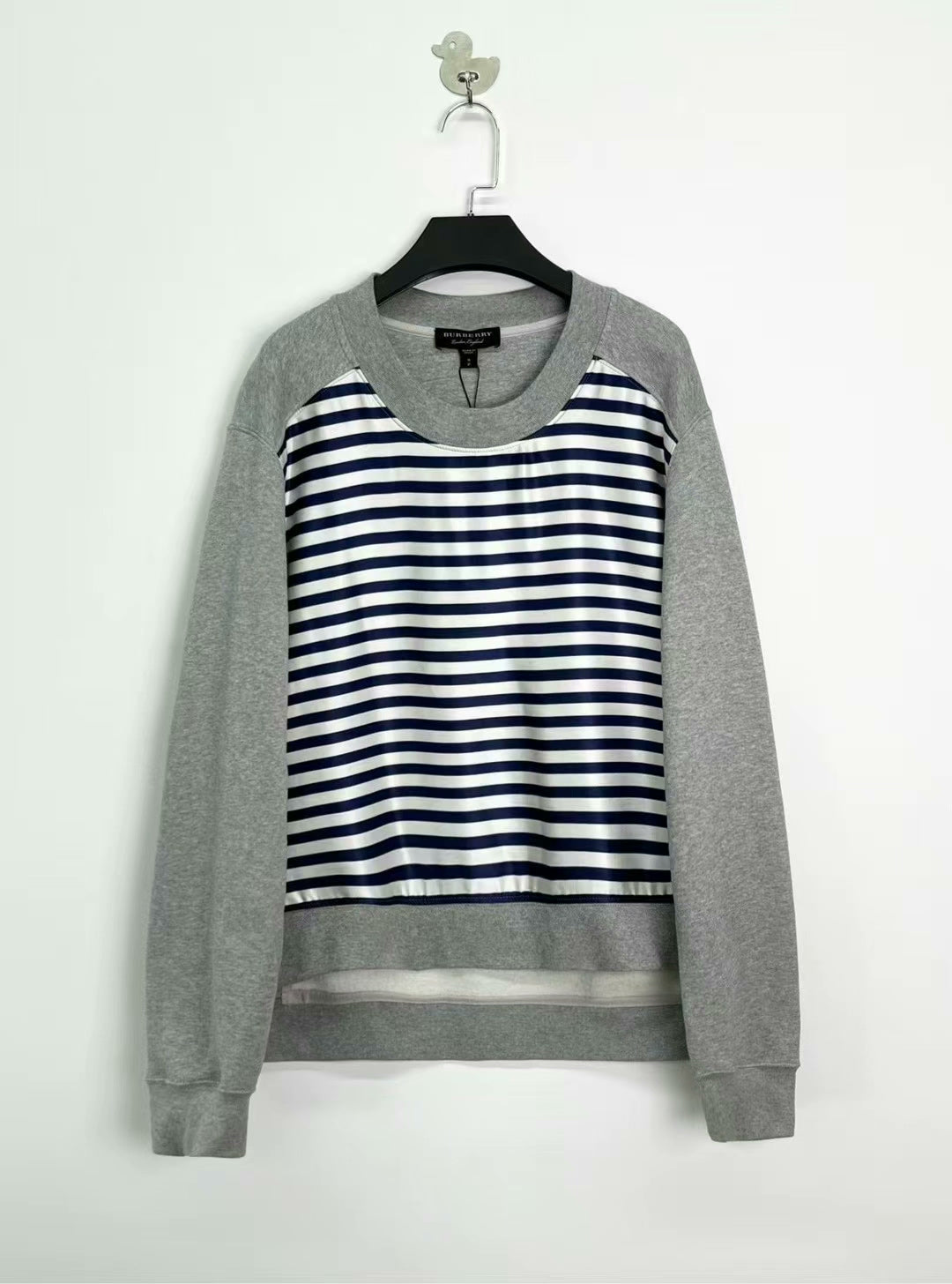 burberry gray stripe logo sweatshirt for women