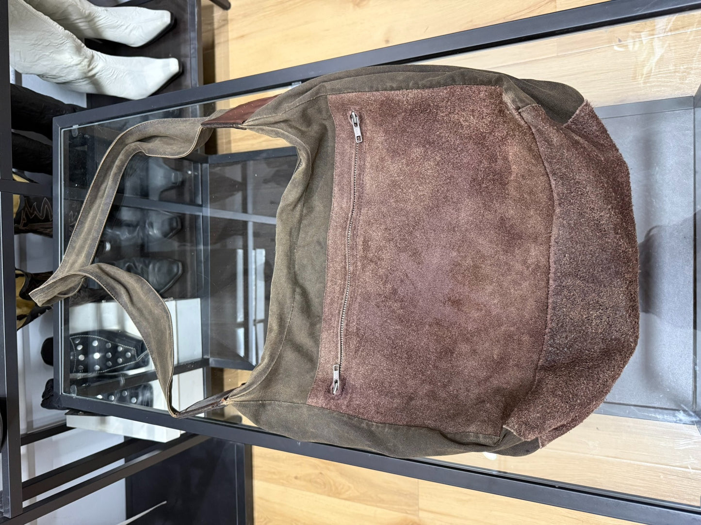 Yohji Yamamoto Suede Distressed Messenger Bag