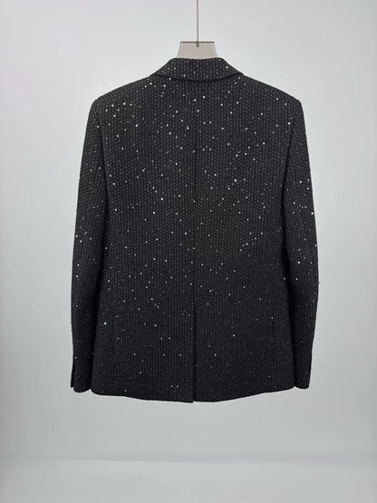 Saint Laurent Black Sequin Blazer