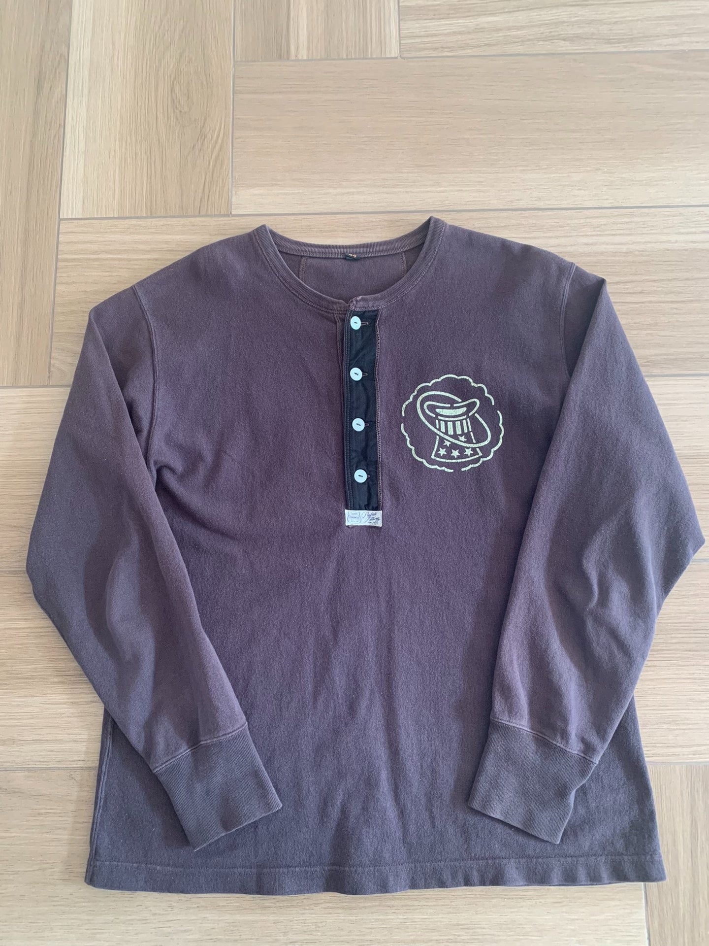Freewheelers Brown Henley Long-Sleeve T-Shirt